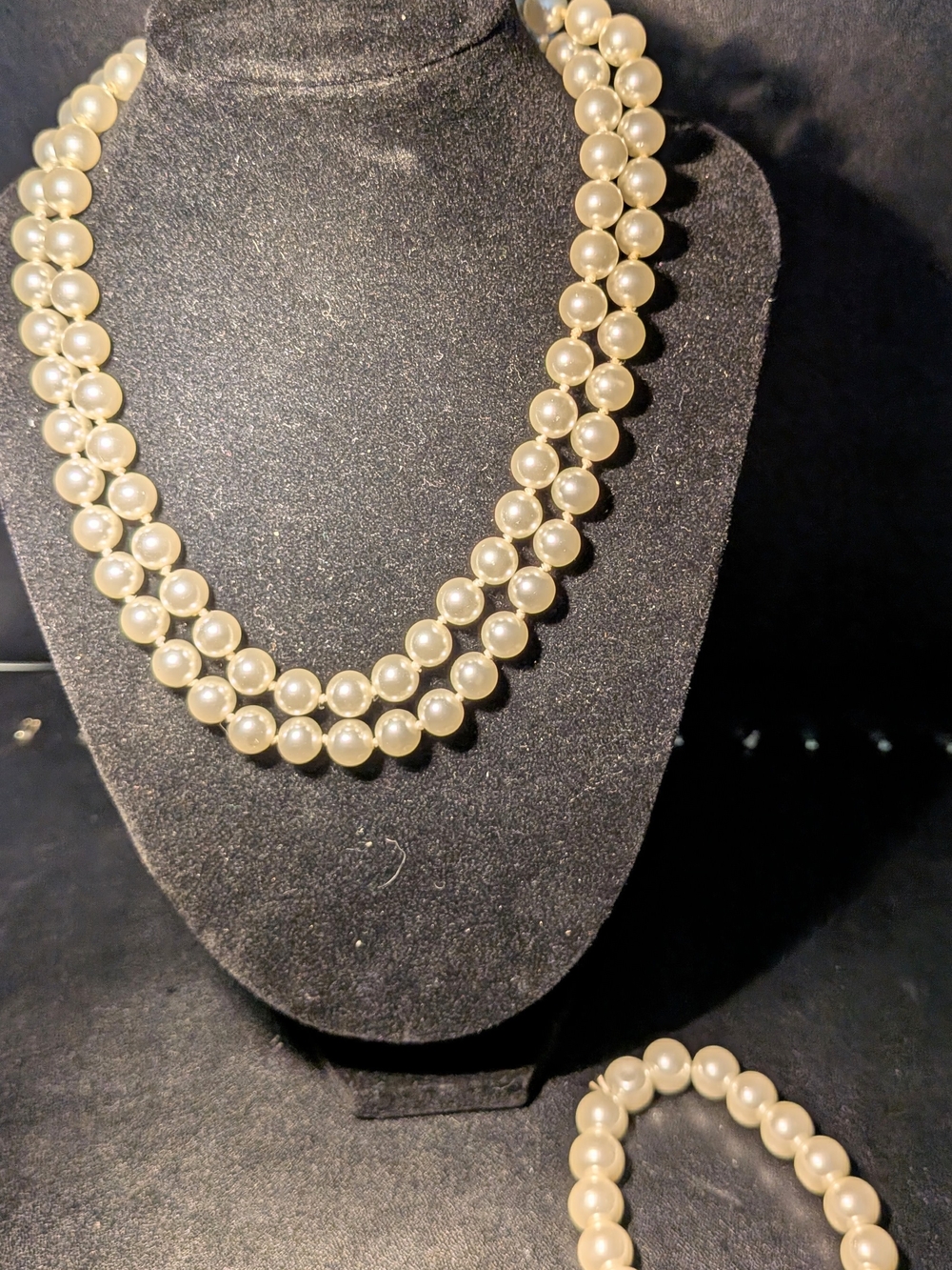 Classic Ivory "Pearl" Long Strand Necklace And "Pearl" Bracelet